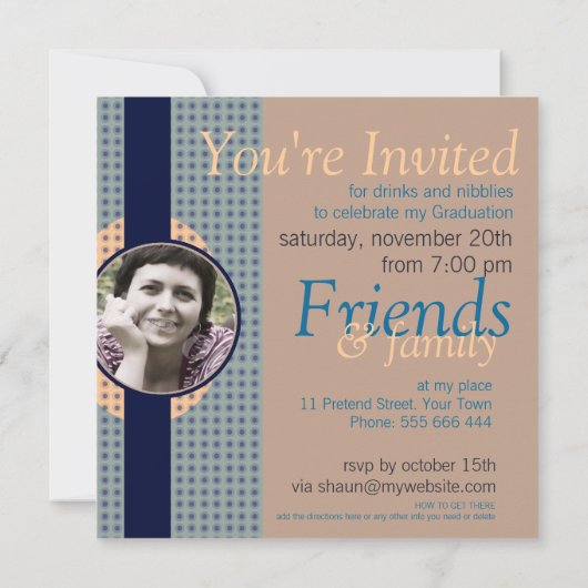 Graduation moderne rétro avec invitation photo (Dos)