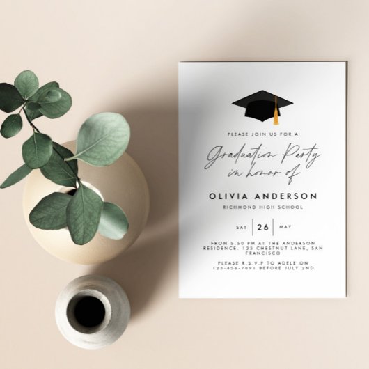 graduation moderne simple élégant invitation de pa