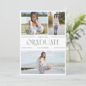 Graduation multi photo invitation grand fête noir (Debout devant)