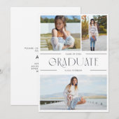 Graduation multi photo invitation grand fête noir (Devant / Derrière)