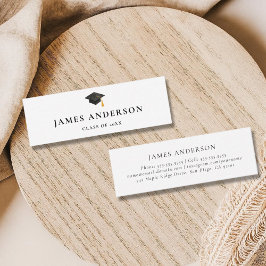 Graduation Name Card Classic Black and White  Contactkaartje