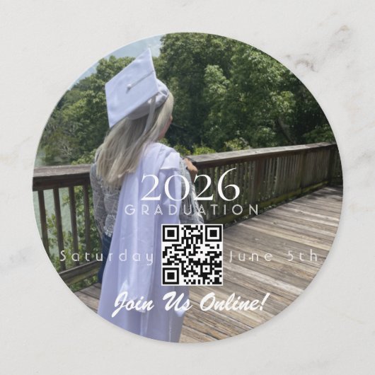 Graduation Online Invitation QR Code 2026 Kaart (Voorkant)