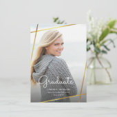 Graduation Or moderne Géométrie Photo Invitation (Debout devant)