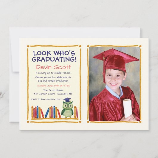 Graduation Owl Photo Invitation (Devant)