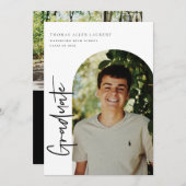 Graduation par script Cadre Arché Photo Invitation (Devant / Derrière)
