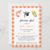 Graduation Parti crevette bouillir Invitation