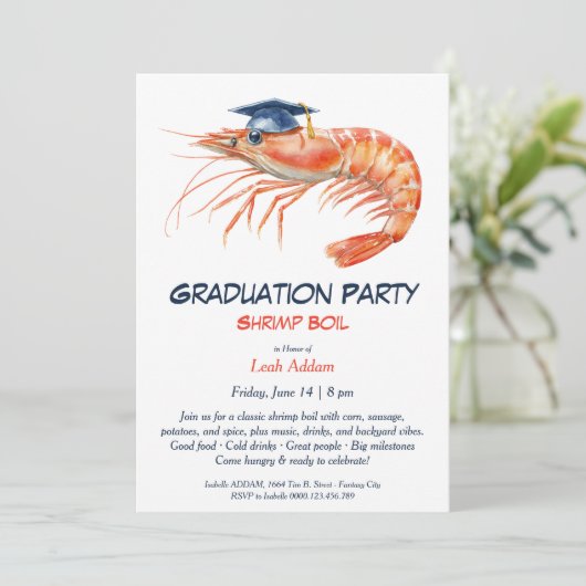 Graduation Parti crevette bouillir Invitation (Debout devant)