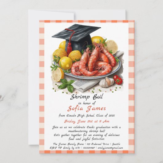 Graduation Parti crevette bouillir Invitation (Devant)