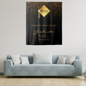 Graduation party 2023 black gold confetti afstuder wandkleed