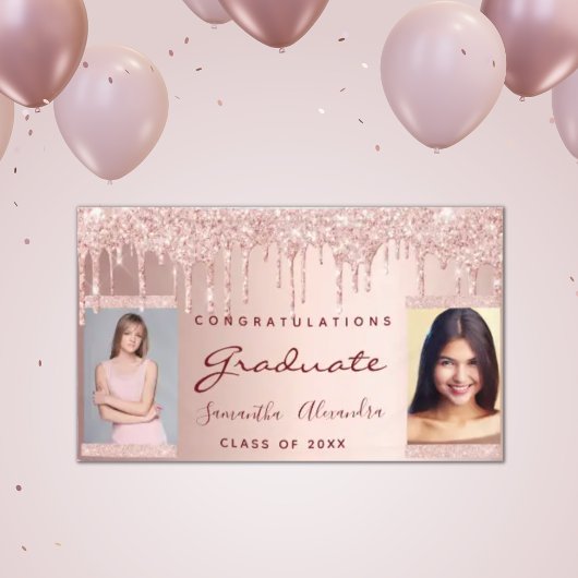 Graduation party 2023 foto roos goudglitter drip spandoek