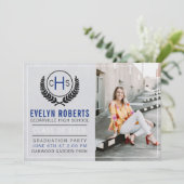 Graduation Party 2023 Monogram Blue Kaart (Staand voorkant)