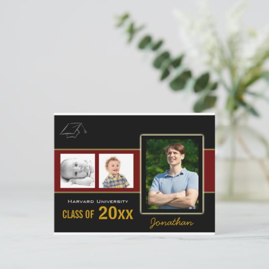 Graduation Party 3 Fotorode uitnodiging (Staand voorkant)