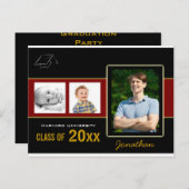 Graduation Party 3 Fotorode uitnodiging (Voorkant / Achterkant)
