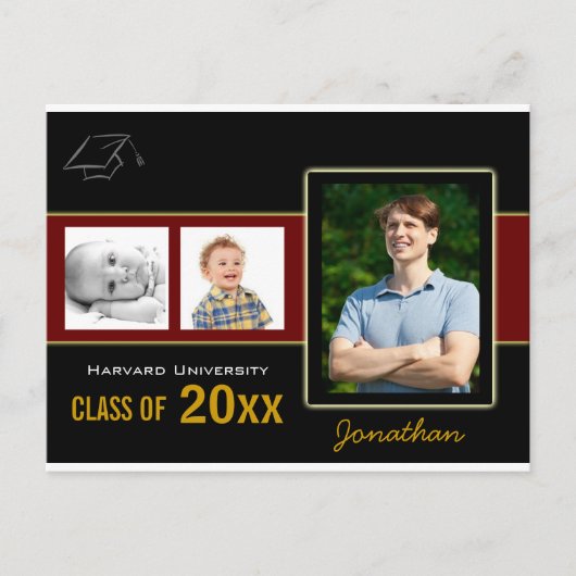 Graduation Party 3 Fotorode uitnodiging (Voorkant)