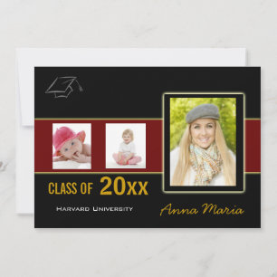 Graduation Party 3 Photos Invitation rouge