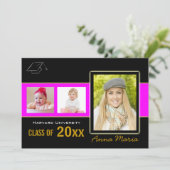 Graduation Party 3 Photos rose Invitation (Debout devant)