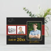 Graduation Party 3 Photos rouge Invitation (Debout devant)