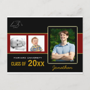 Graduation Party 3 Photos rouge Invitation