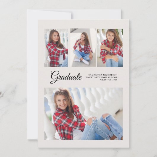 Graduation Party 4 Photo Faire-part Blanc Moderne (Devant)