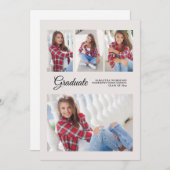 Graduation Party 4 Photo Faire-part Blanc Moderne (Devant / Derrière)