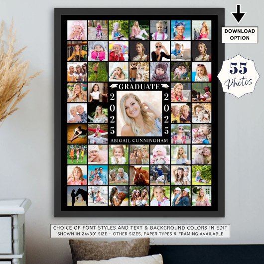 Graduation Party 55 Photo Collage Personalized Poster