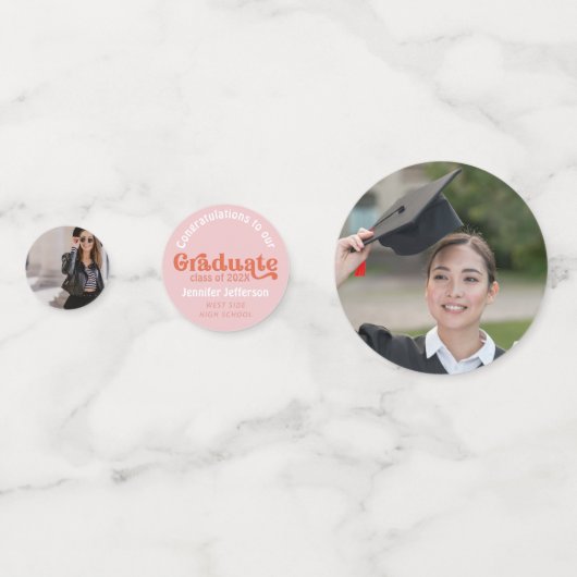 Graduation Party 70s Oranje en roze Confetti (Voorkanten)