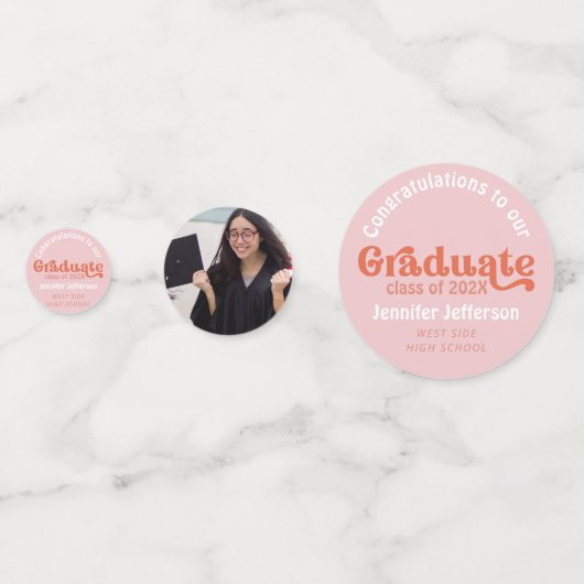 Graduation Party 70s Oranje en roze Confetti (Achterkanten)