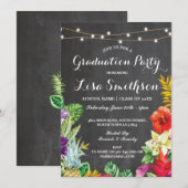 Graduation Party Aloha Tropical Luau Lights Invite Kaart (Voorkant / Achterkant)