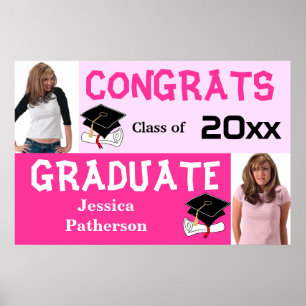 Graduation Party Banner Poster Voeg fotoroze toe