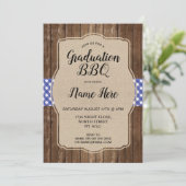 Graduation Party BBQ Invitation Bleu En vichy Burl (Debout devant)