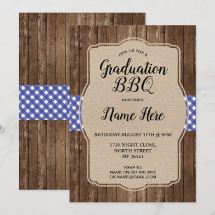 Graduation Party BBQ Invitation Bleu En vichy Burl