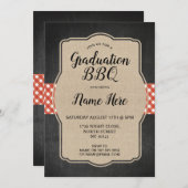 Graduation Party BBQ nodigt Red Gingham Burlap uit Kaart (Voorkant / Achterkant)