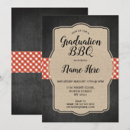 Graduation Party BBQ nodigt Red Gingham Burlap uit Kaart