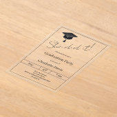 Graduation party black luxury  She did it clear Acryl Uitnodigingen (Laagn)