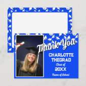 Graduation Party Blue and White Personalize Photo Bedankkaart (Voorkant / Achterkant)