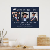Graduation Party Blue Photo Poster (Keuken)