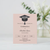 Graduation party blush pink class 2026 invitation (Staand voorkant)