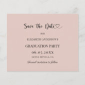 Graduation Party blush pink Save the Date card (Achterkant)