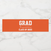 Graduation Party Bouteille d'eau Étiquette Orange (Étiquettes simples)