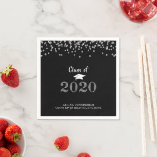 Graduation Party CLASS OF 2020 Zilveren Glitter Servet