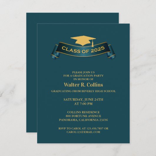 Graduation Party Class of 2025 Uitnodiging (Voorkant / Achterkant)