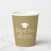Graduation Party Class of Graduation Cap Name Gold Papieren Bekers (Voorkant)