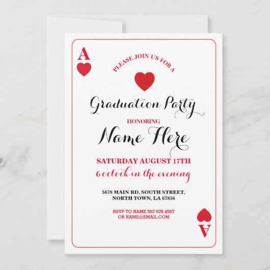 Graduation Party Coeurs jouer carte Vegas Invitati (Devant)