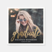 Graduation Party Custom Photo Gold Script Servet (Voorkant)