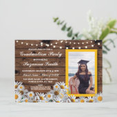 Graduation Party Daisy Wood Invitation photo Grad (Debout devant)