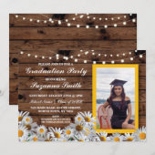 Graduation Party Daisy Wood Invitation photo Grad (Devant / Derrière)