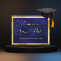 Graduation Party dark blue gold save the date