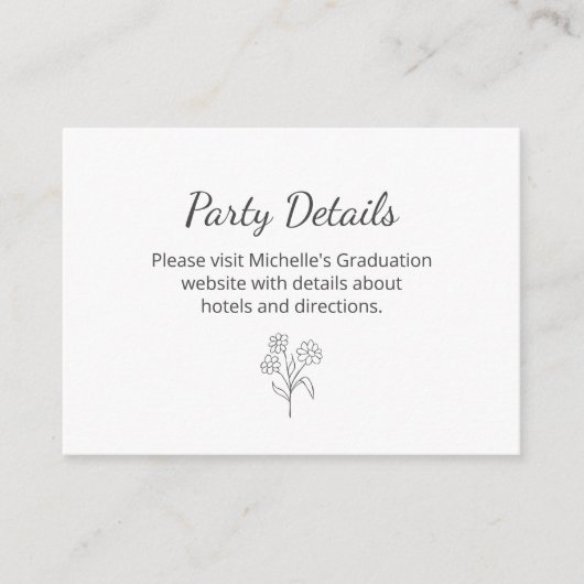 Graduation Party Details QR code Eenvoudig Botanis Informatiekaartje (Voorkant)