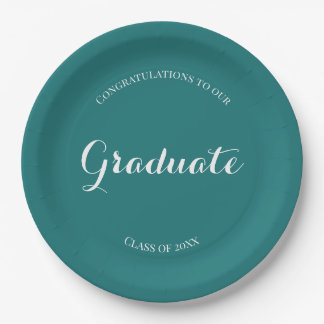 Graduation Party Eenvoudig Groen en Wit Papieren Bordje