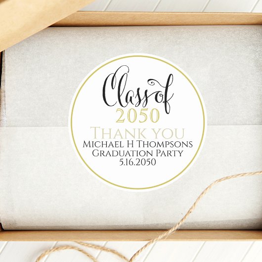 Graduation Party Elegant Gold Modern Script Ronde Sticker